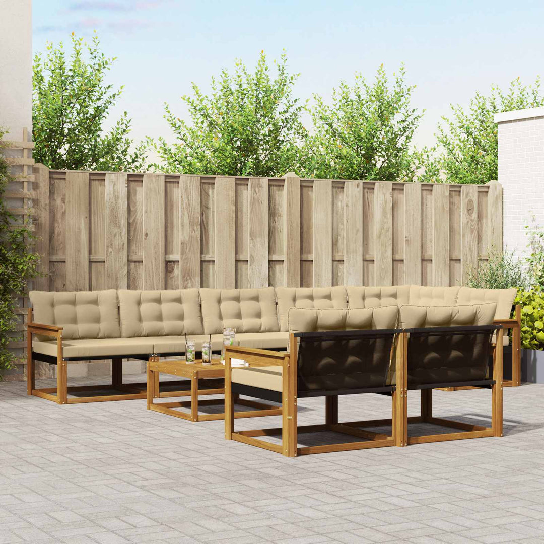 Udendørs sofagruppe med pude 9 pcs Naturlig og Beige