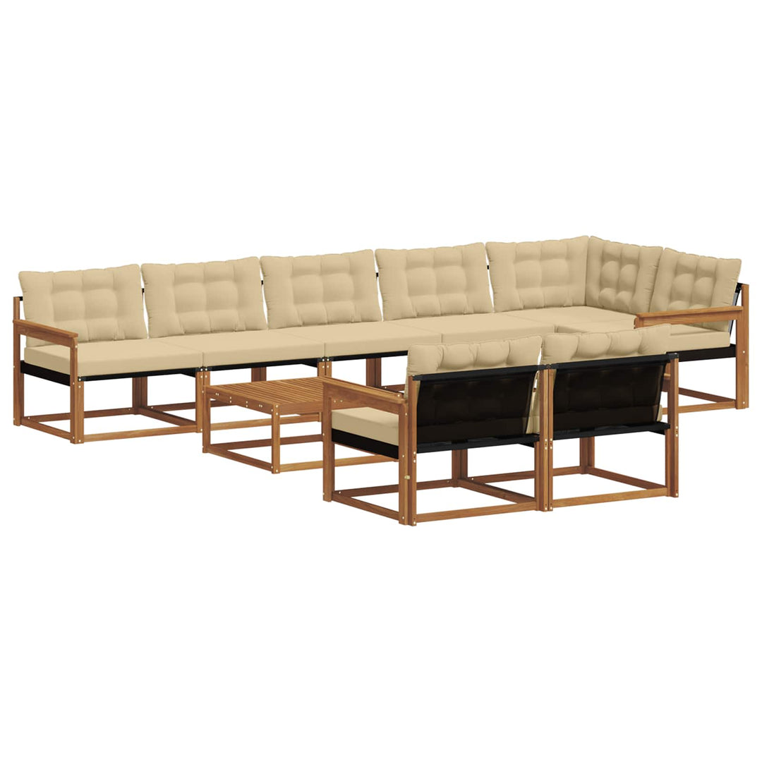 Udendørs sofagruppe med pude 9 pcs Naturlig og Beige