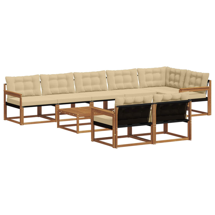 Udendørs sofagruppe med pude 9 pcs Naturlig og Beige