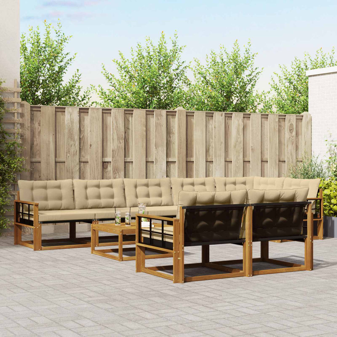 Udendørs sofagruppe med pude 9 pcs Naturlig og Beige