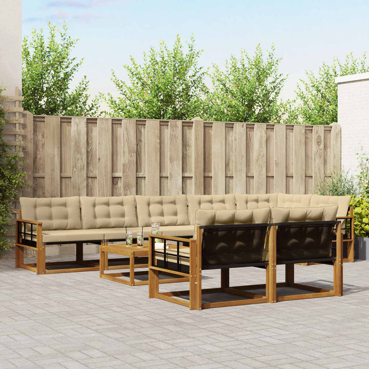 Udendørs sofagruppe med pude 9 pcs Naturlig og Beige