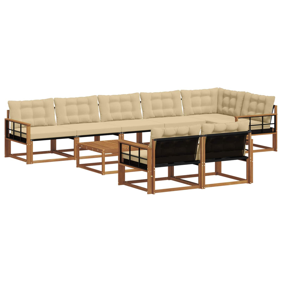 Udendørs sofagruppe med pude 9 pcs Naturlig og Beige