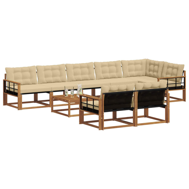 Udendørs sofagruppe med pude 9 pcs Naturlig og Beige