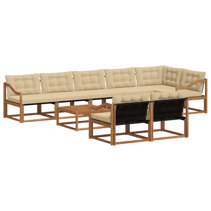 Udendørs sofagruppe med pude 9 pcs Naturlig og Beige