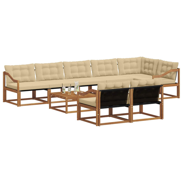Udendørs sofagruppe med pude 9 pcs Naturlig og Beige
