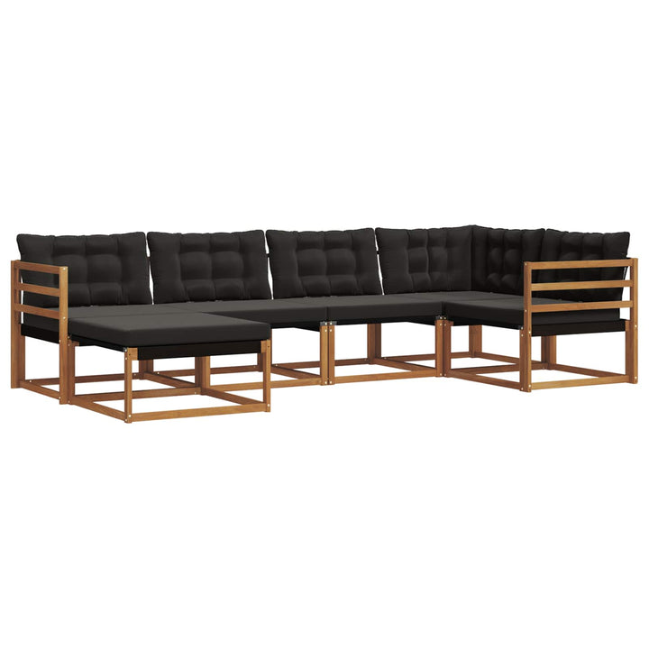 Udendørs sofagruppe med pude 6 pcs Naturlig og sort