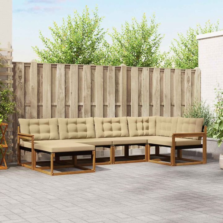 Udendørs sofagruppe med pude 6 pcs Naturlig og Beige