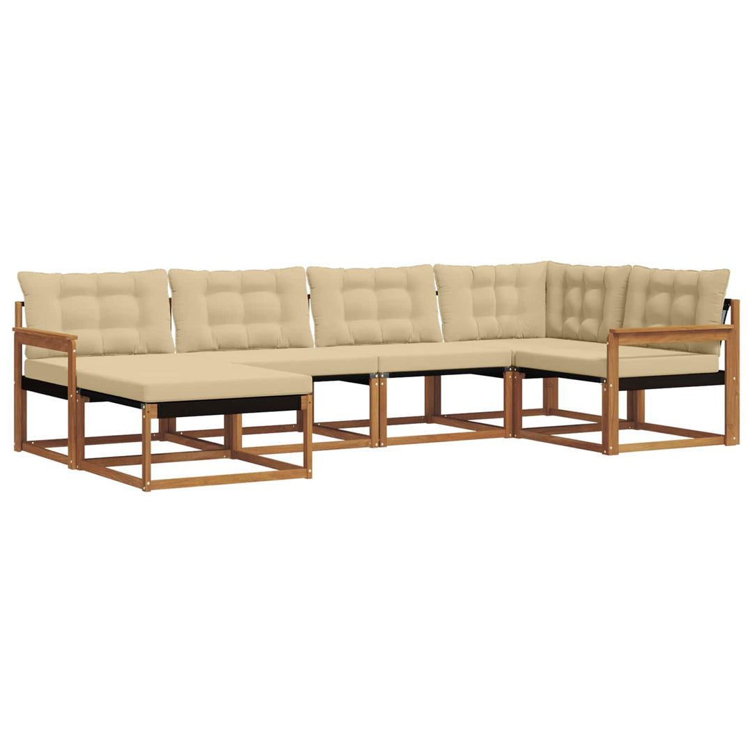 Udendørs sofagruppe med pude 6 pcs Naturlig og Beige