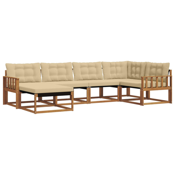 Udendørs sofagruppe med pude 6 pcs Naturlig og Beige
