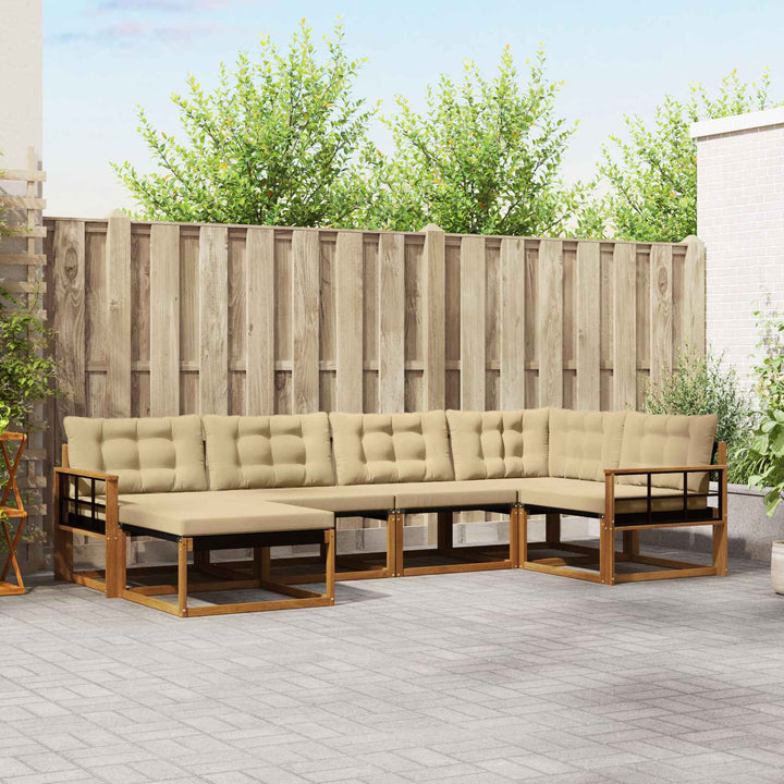 Udendørs sofagruppe med pude 6 pcs Naturlig og Beige