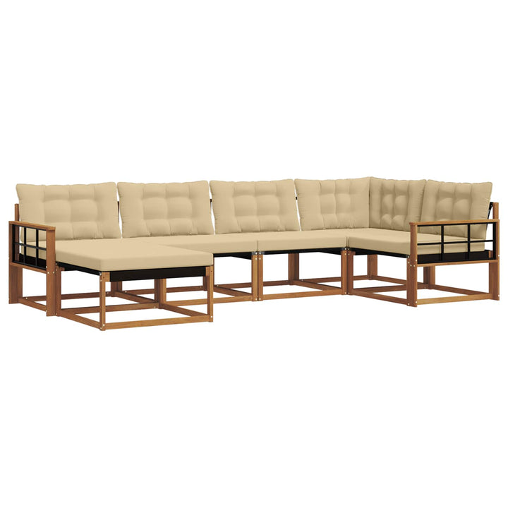 Udendørs sofagruppe med pude 6 pcs Naturlig og Beige