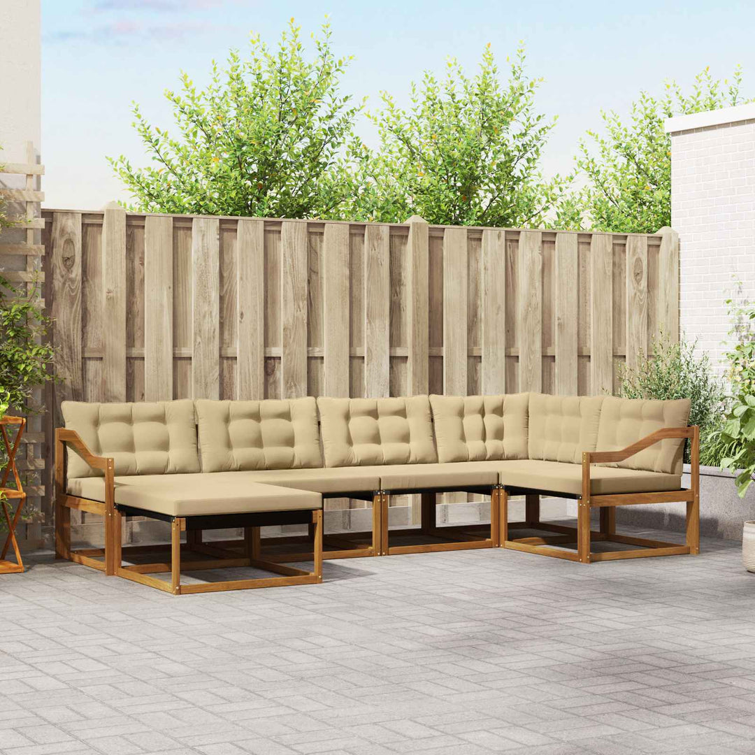 Udendørs sofagruppe med pude 6 pcs Naturlig og Beige
