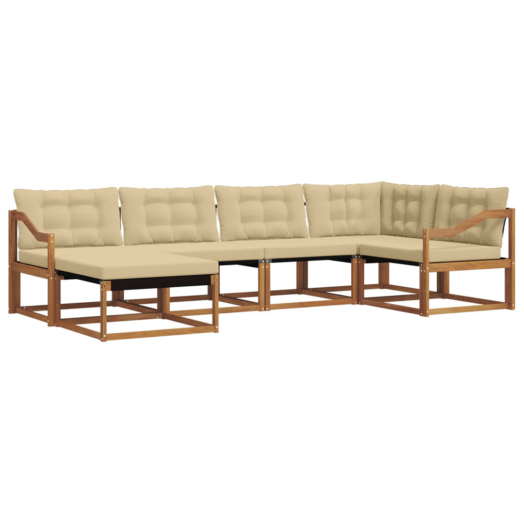 Udendørs sofagruppe med pude 6 pcs Naturlig og Beige