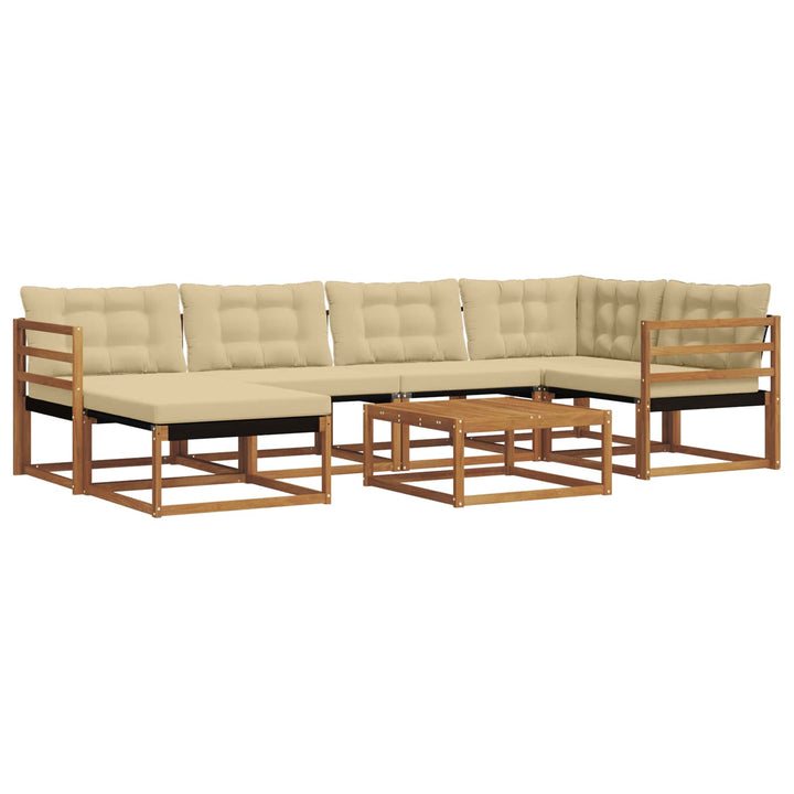 Udendørs sofagruppe 19 pcs Naturlig og Beige Massivt Akacietræ