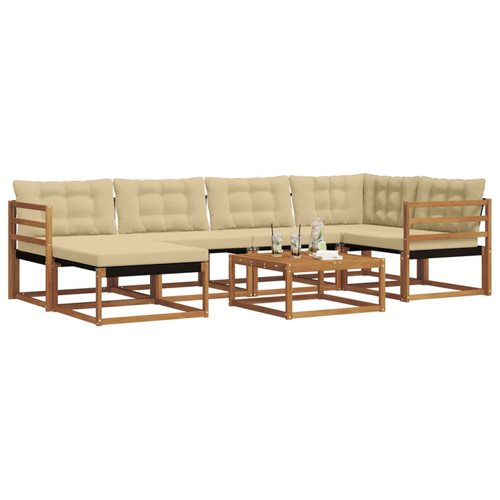 Udendørs sofagruppe 19 pcs Naturlig og Beige Massivt Akacietræ