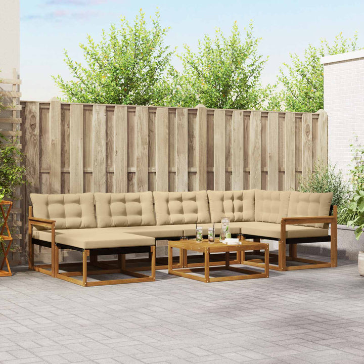 Udendørs sofagruppe 19 pcs Naturlig og Beige Massivt Akacietræ