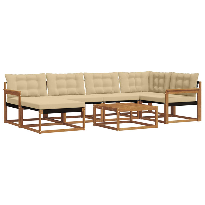 Udendørs sofagruppe 19 pcs Naturlig og Beige Massivt Akacietræ