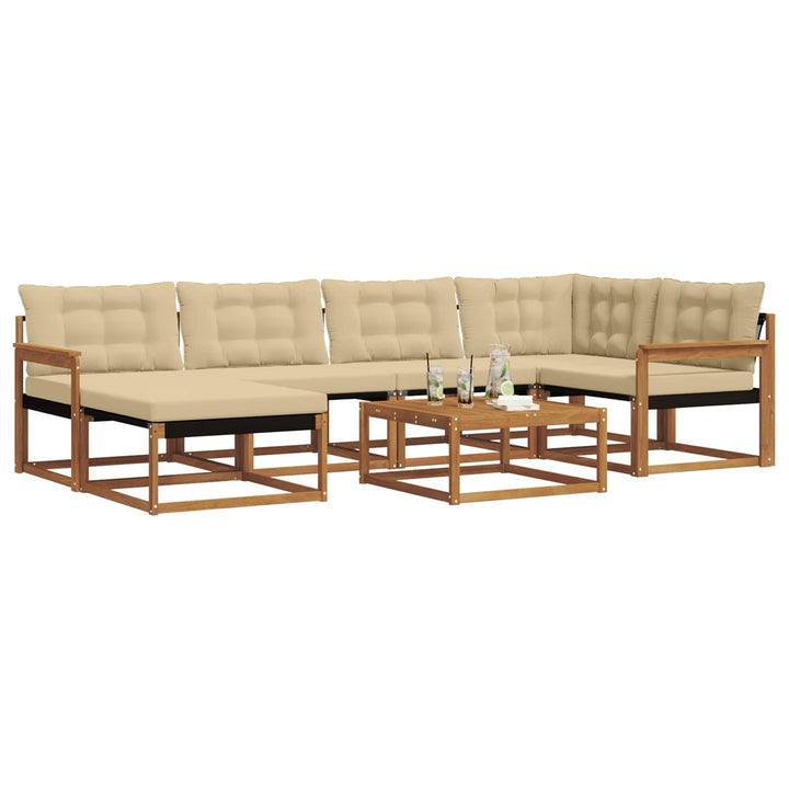 Udendørs sofagruppe 19 pcs Naturlig og Beige Massivt Akacietræ