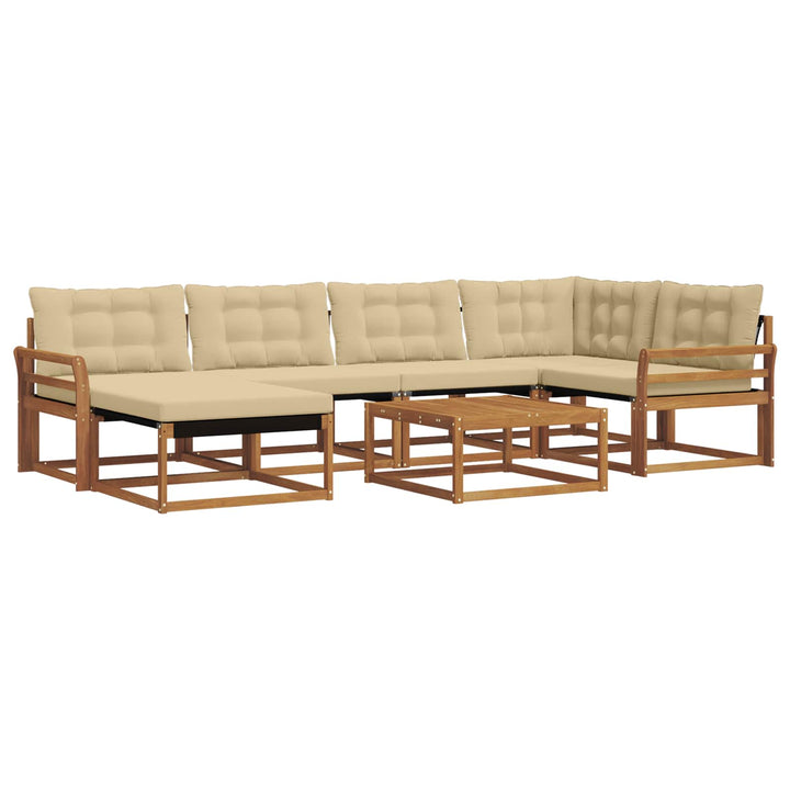 Udendørs sofagruppe 19 pcs Naturlig og Beige Massivt Akacietræ