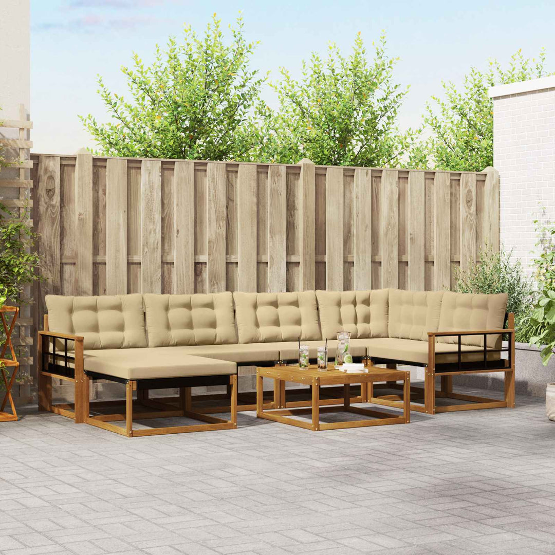 Udendørs sofagruppe 19 pcs Naturlig og Beige Massivt Akacietræ