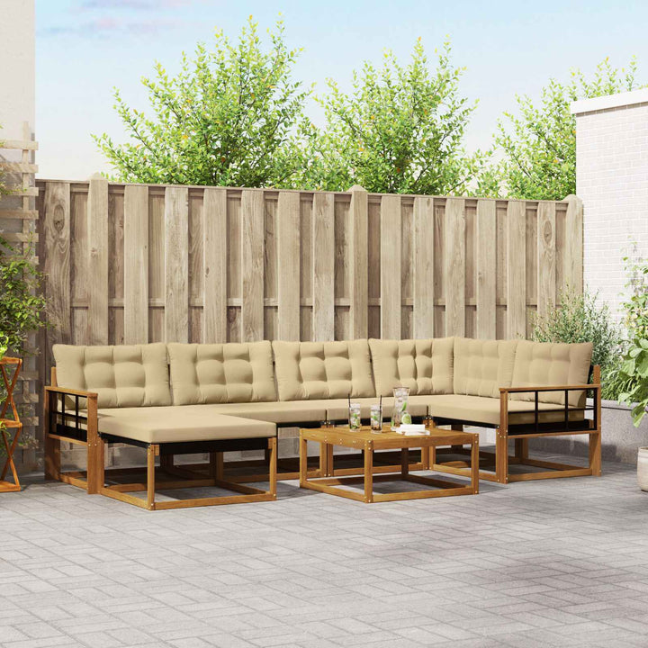 Udendørs sofagruppe 19 pcs Naturlig og Beige Massivt Akacietræ