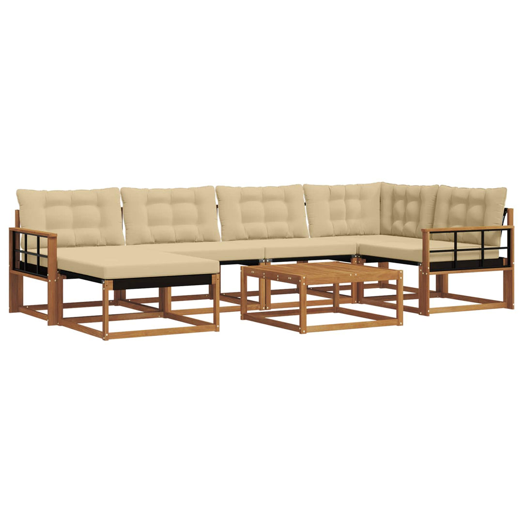 Udendørs sofagruppe 19 pcs Naturlig og Beige Massivt Akacietræ
