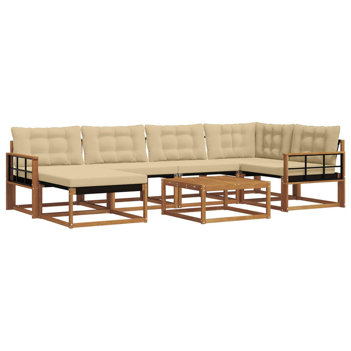 Udendørs sofagruppe 19 pcs Naturlig og Beige Massivt Akacietræ