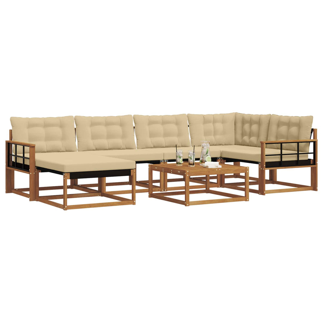 Udendørs sofagruppe 19 pcs Naturlig og Beige Massivt Akacietræ