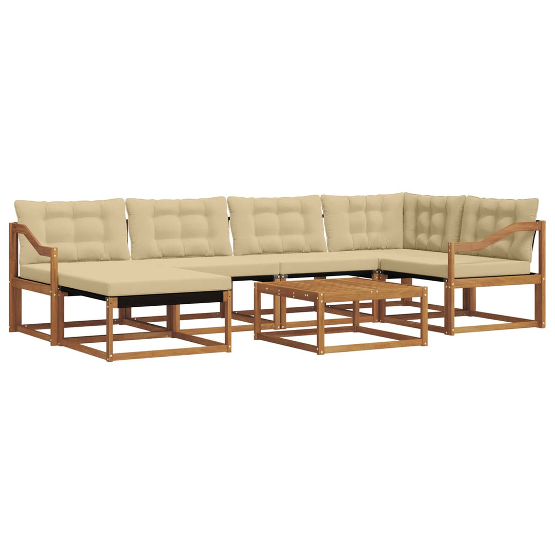 Udendørs sofagruppe 19 pcs Naturlig og Beige Massivt Akacietræ