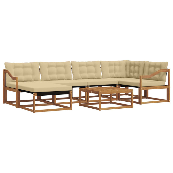 Udendørs sofagruppe 19 pcs Naturlig og Beige Massivt Akacietræ