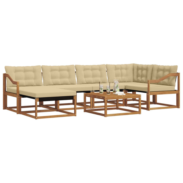 Udendørs sofagruppe 19 pcs Naturlig og Beige Massivt Akacietræ