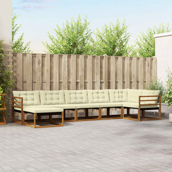 Udendørs sofagruppe med pude 7 pcs Naturlig og Fløde