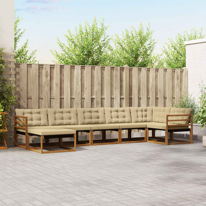 Udendørs sofagruppe med pude 7 pcs Naturlig og Beige