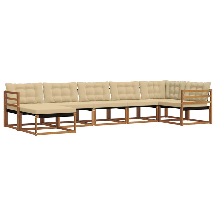 Udendørs sofagruppe med pude 7 pcs Naturlig og Beige