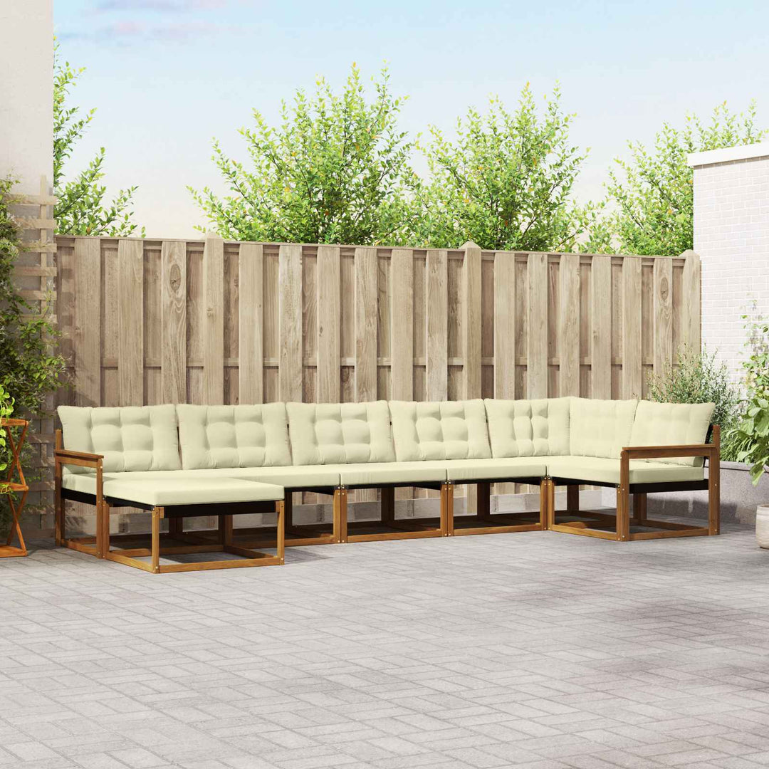 Udendørs sofagruppe med pude 7 pcs Naturlig og Fløde