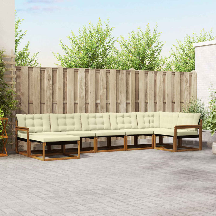 Udendørs sofagruppe med pude 7 pcs Naturlig og Fløde