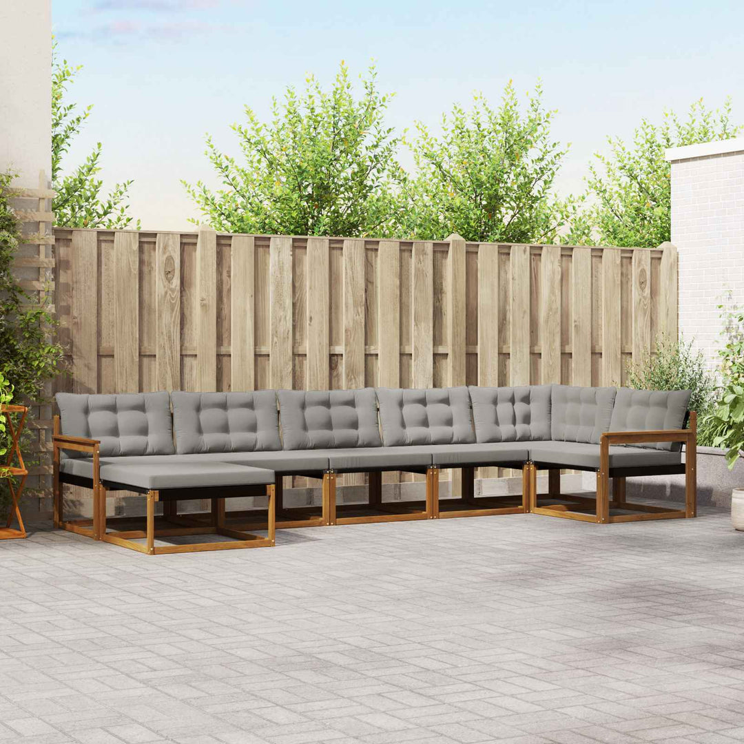 Udendørs sofagruppe med pude 7 pcs Naturlig og Lys Grå