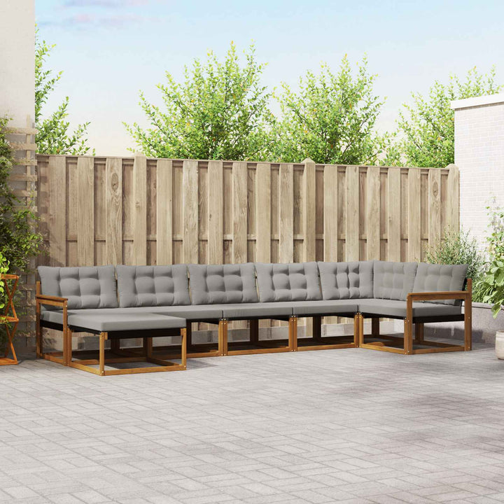 Udendørs sofagruppe med pude 7 pcs Naturlig og Lys Grå
