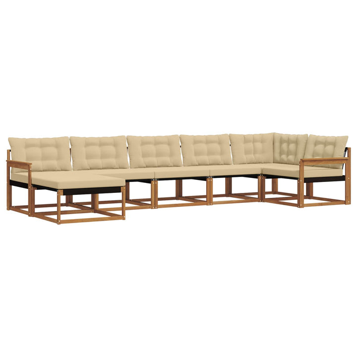 Udendørs sofagruppe med pude 7 pcs Naturlig og Beige