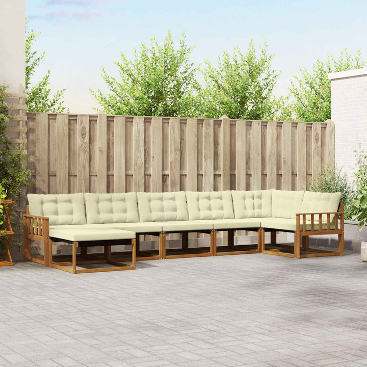 Udendørs sofagruppe med pude 7 pcs Naturlig og Fløde