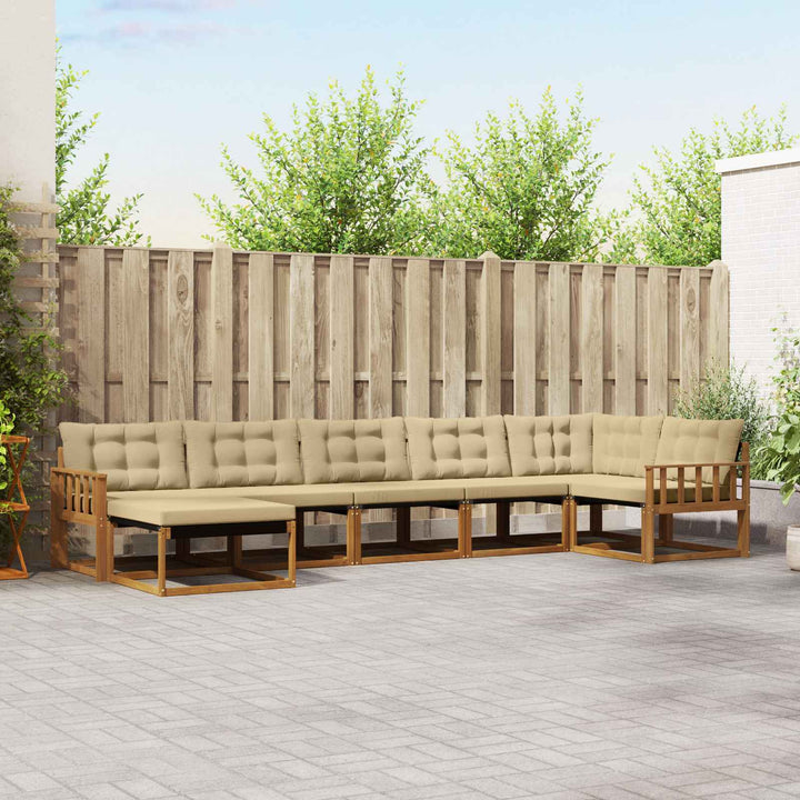 Udendørs sofagruppe med pude 7 pcs Naturlig og Beige