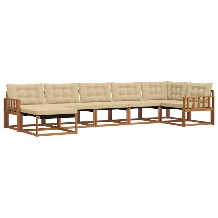 Udendørs sofagruppe med pude 7 pcs Naturlig og Beige