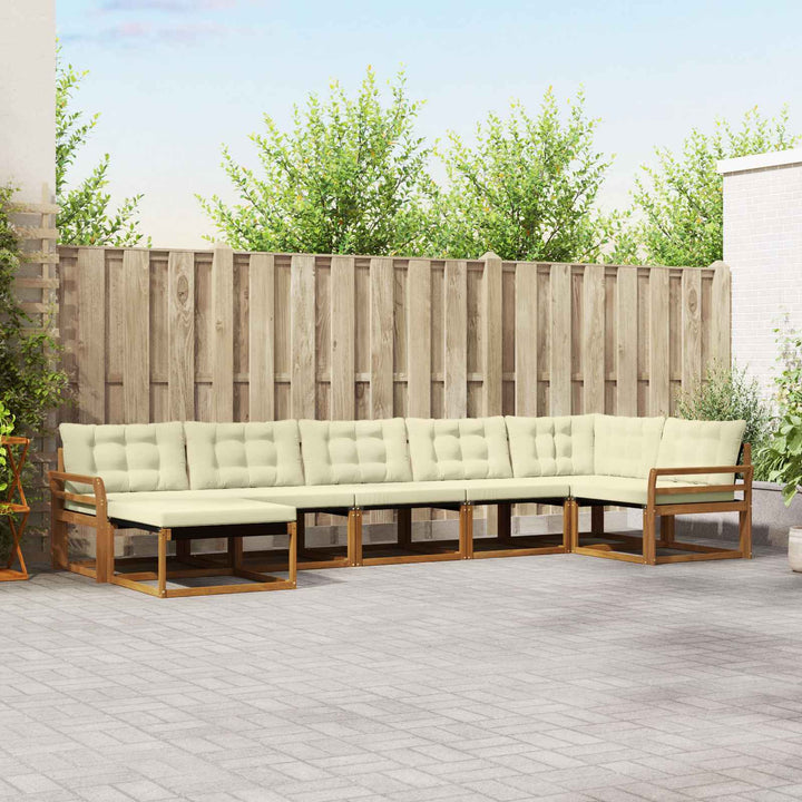 Udendørs sofagruppe med pude 7 pcs Naturlig og Fløde