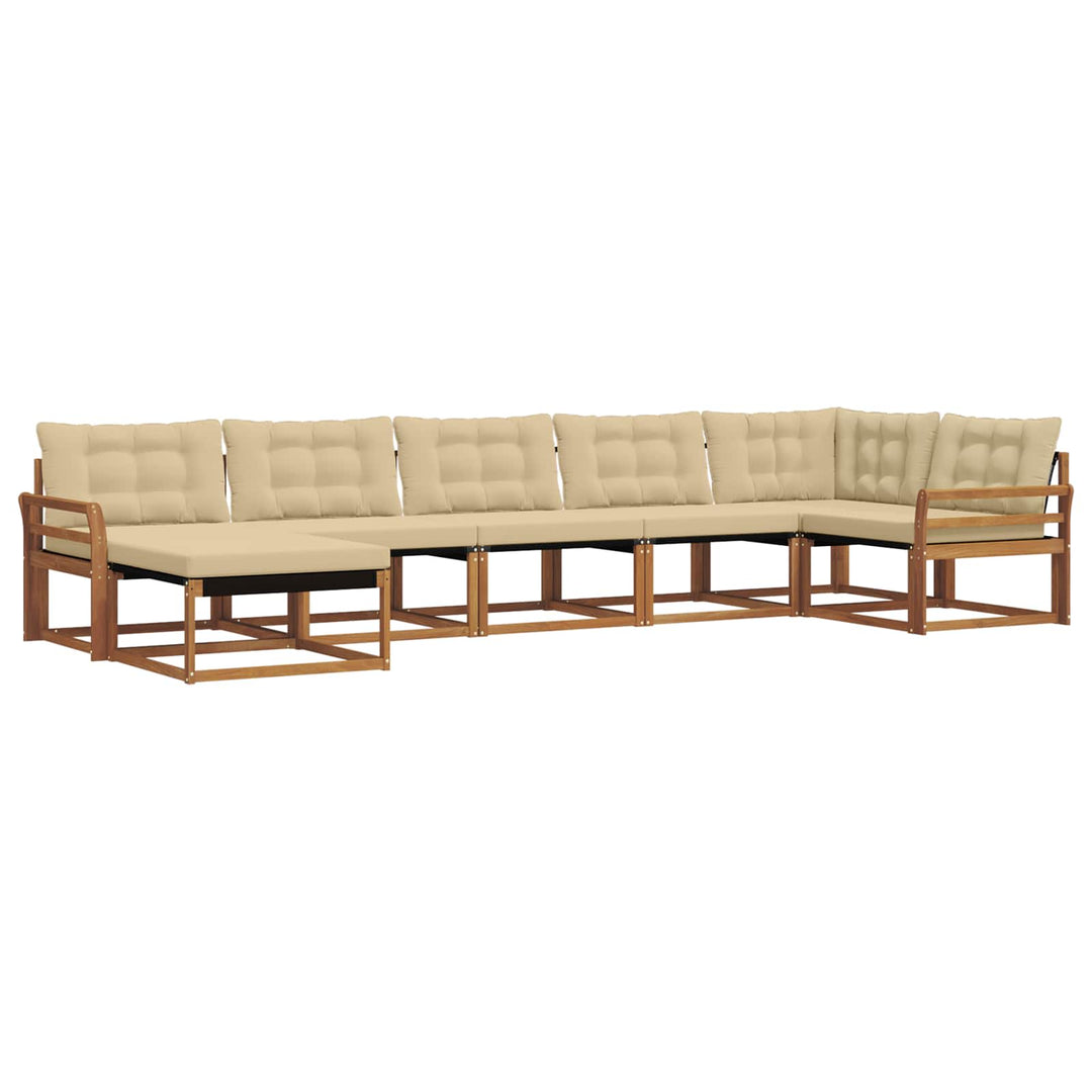 Udendørs sofagruppe med pude 7 pcs Naturlig og Beige