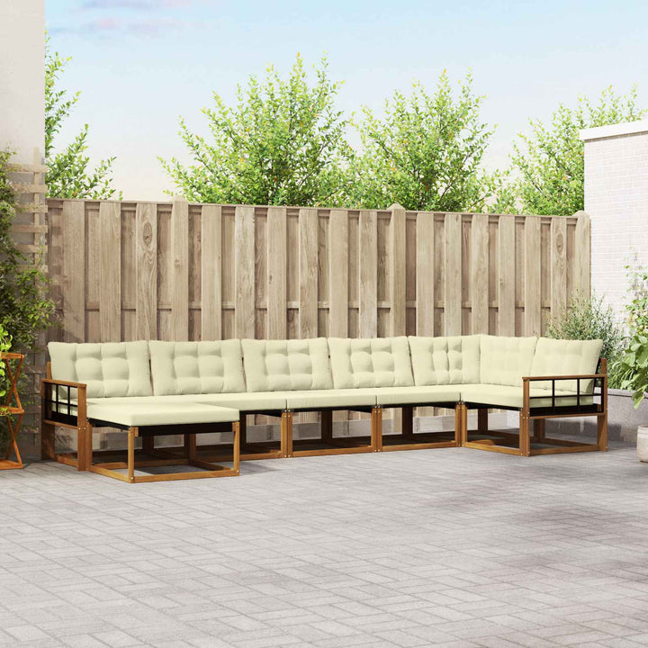 Udendørs sofagruppe med pude 7 pcs Naturlig og Fløde