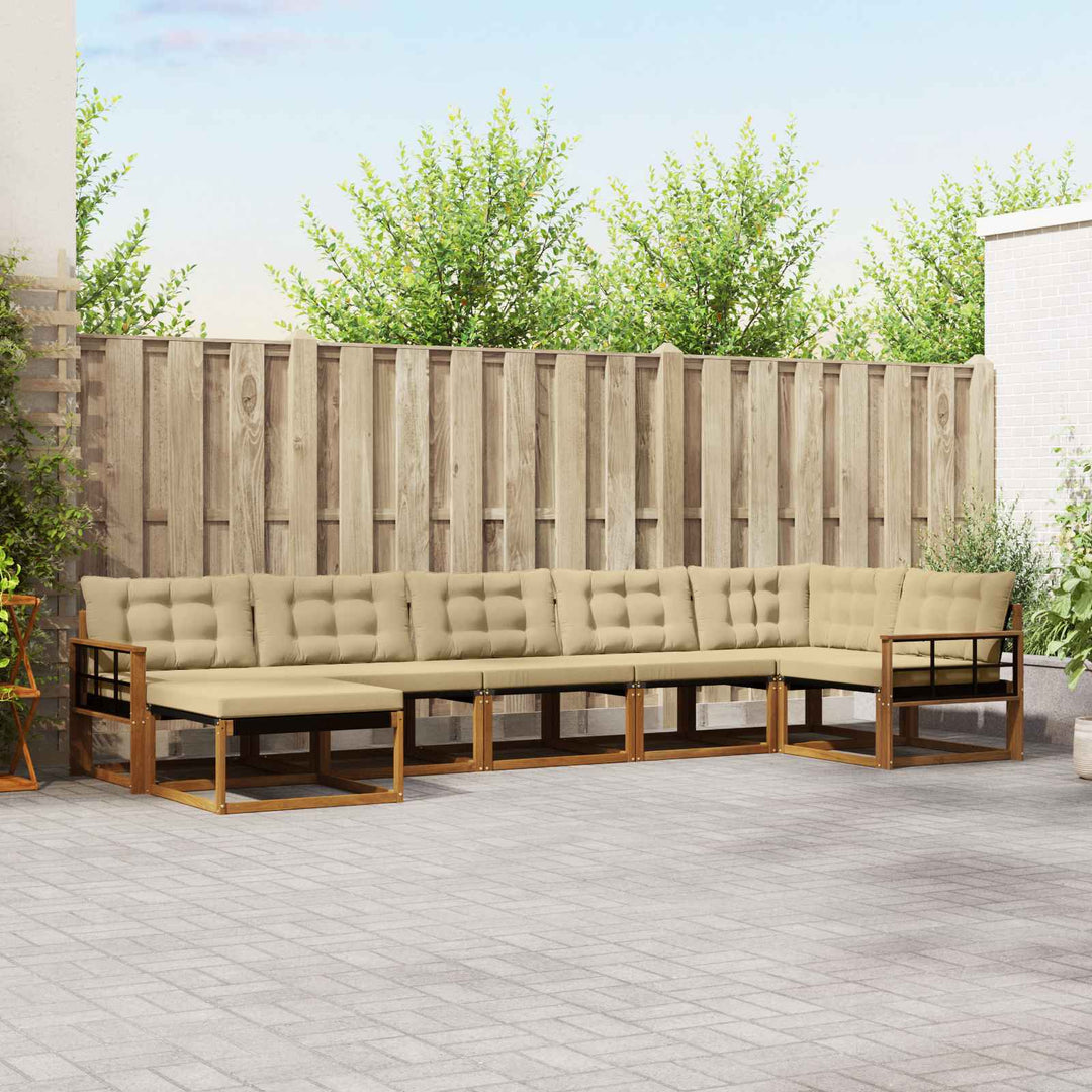 Udendørs sofagruppe med pude 7 pcs Naturlig og Beige