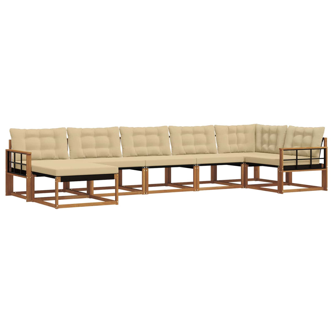 Udendørs sofagruppe med pude 7 pcs Naturlig og Beige