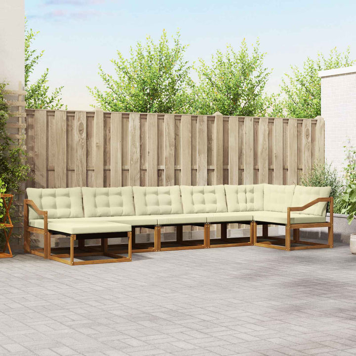 Udendørs sofagruppe med pude 7 pcs Naturlig og Fløde