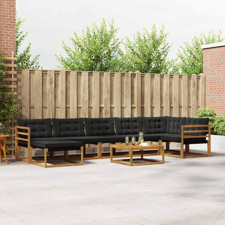 Udendørs sofagruppe 22 pcs Naturlig og sort Massivt Akacietræ