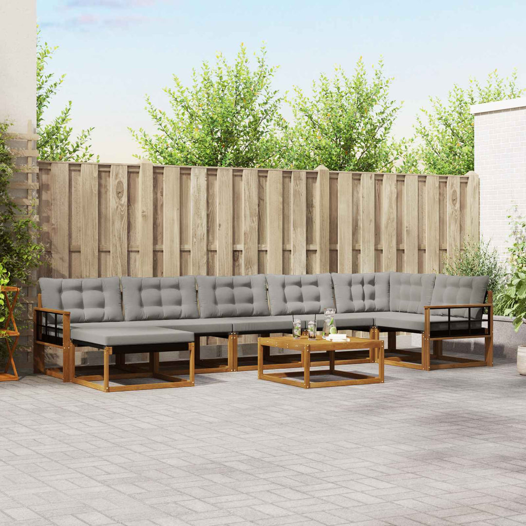 Udendørs sofagruppe 8 pcs Naturlig og Lys Grå Massivt Akacietræ